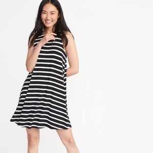 GUC Old Navy Jersey-Knit Sleeveless Swing Dress - O.N. New Black Stripe - Size S